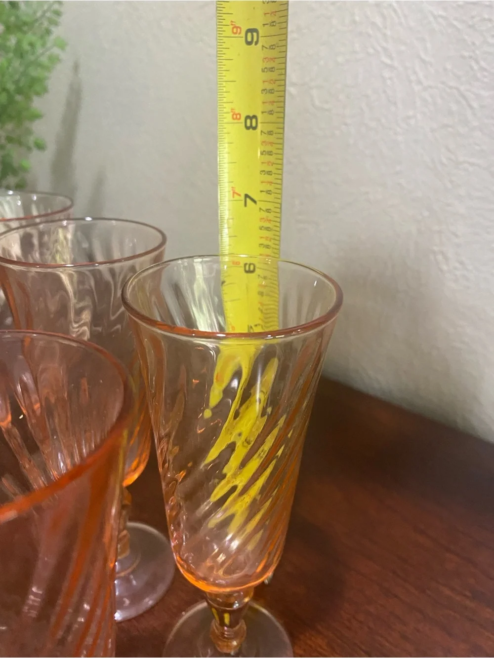 Vintage, Set of 7, Luminarc ROSALINE Champagne Flutes, Made in France